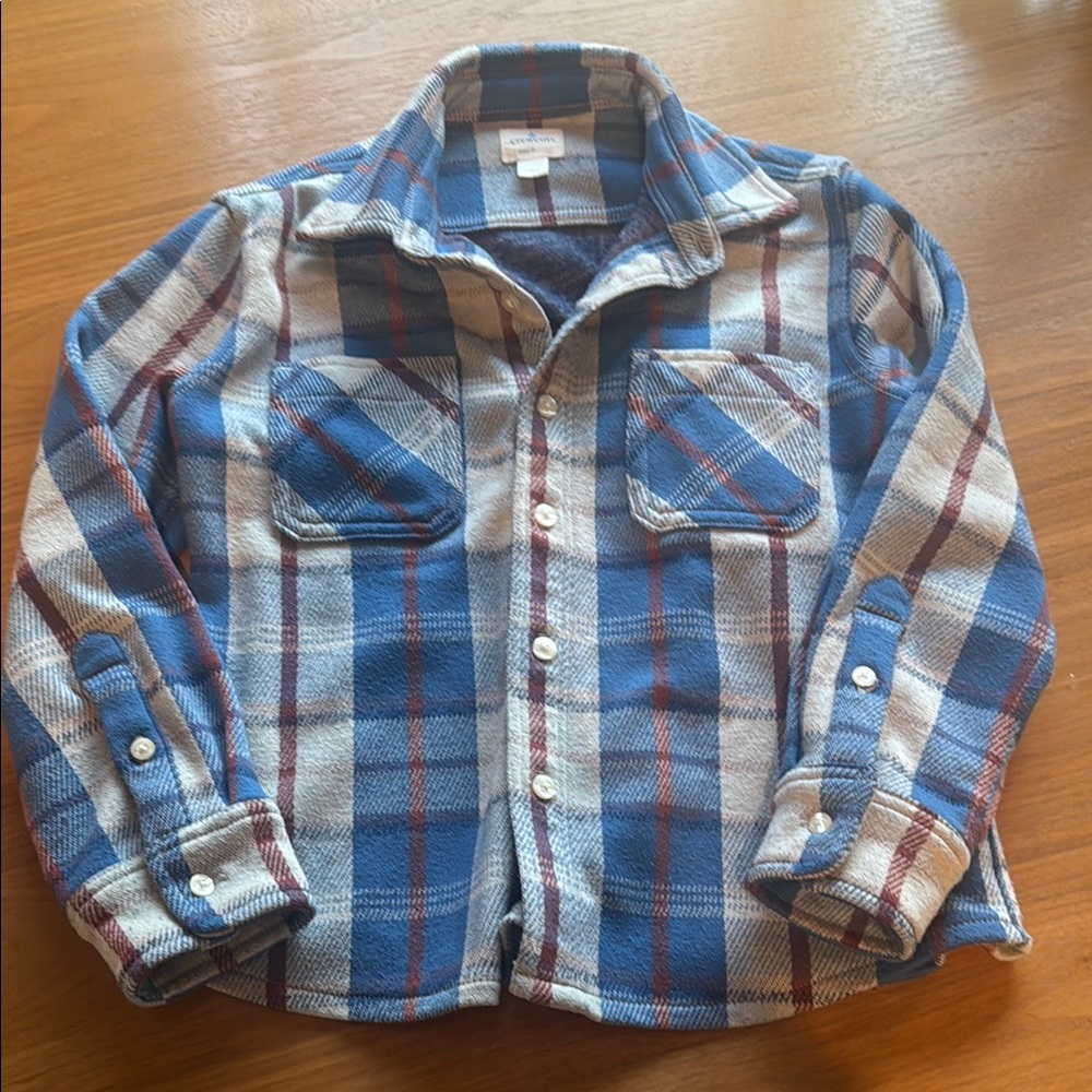 Crewcuts Boys’ Blue and Red Plaid Button-Up Shirt